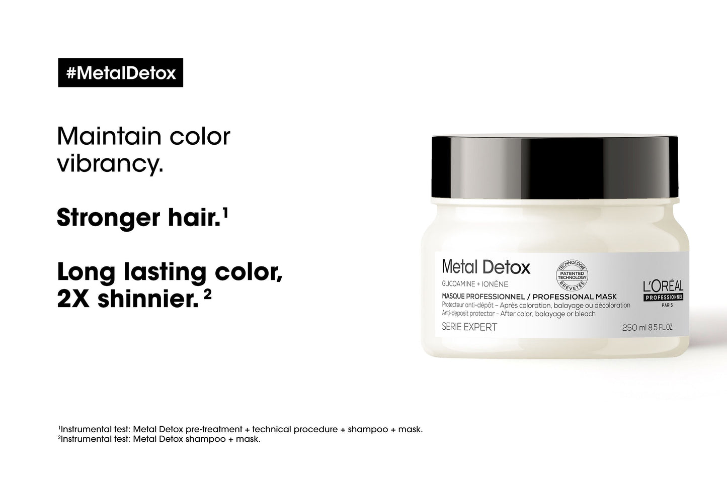L'Oreal Metal Detox hair mask with product facts