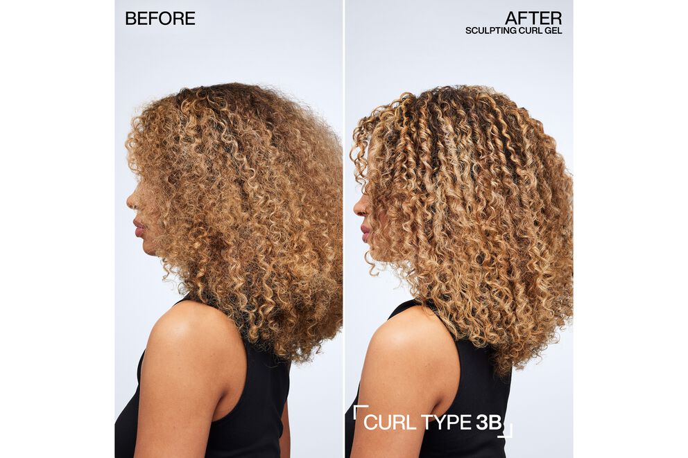 Redken Sculpting curl gel before and after image on curl type 3b