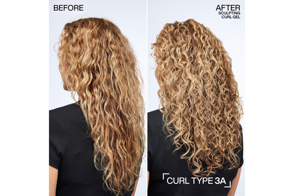 Redken Sculpting curl gel before and after image on curl type 3a