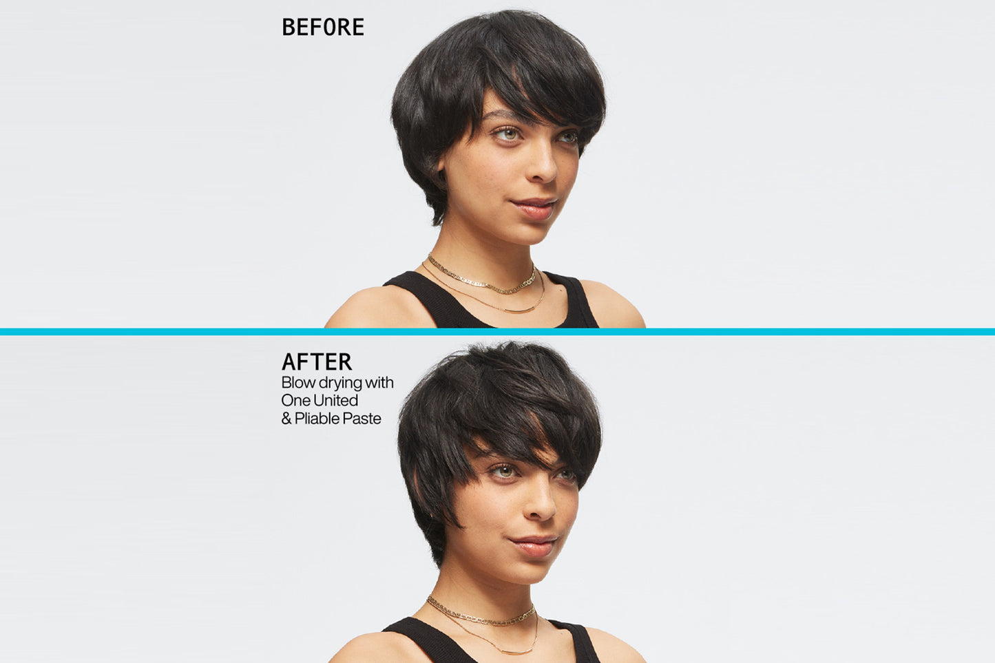 Before and after Redken Pliable Paste