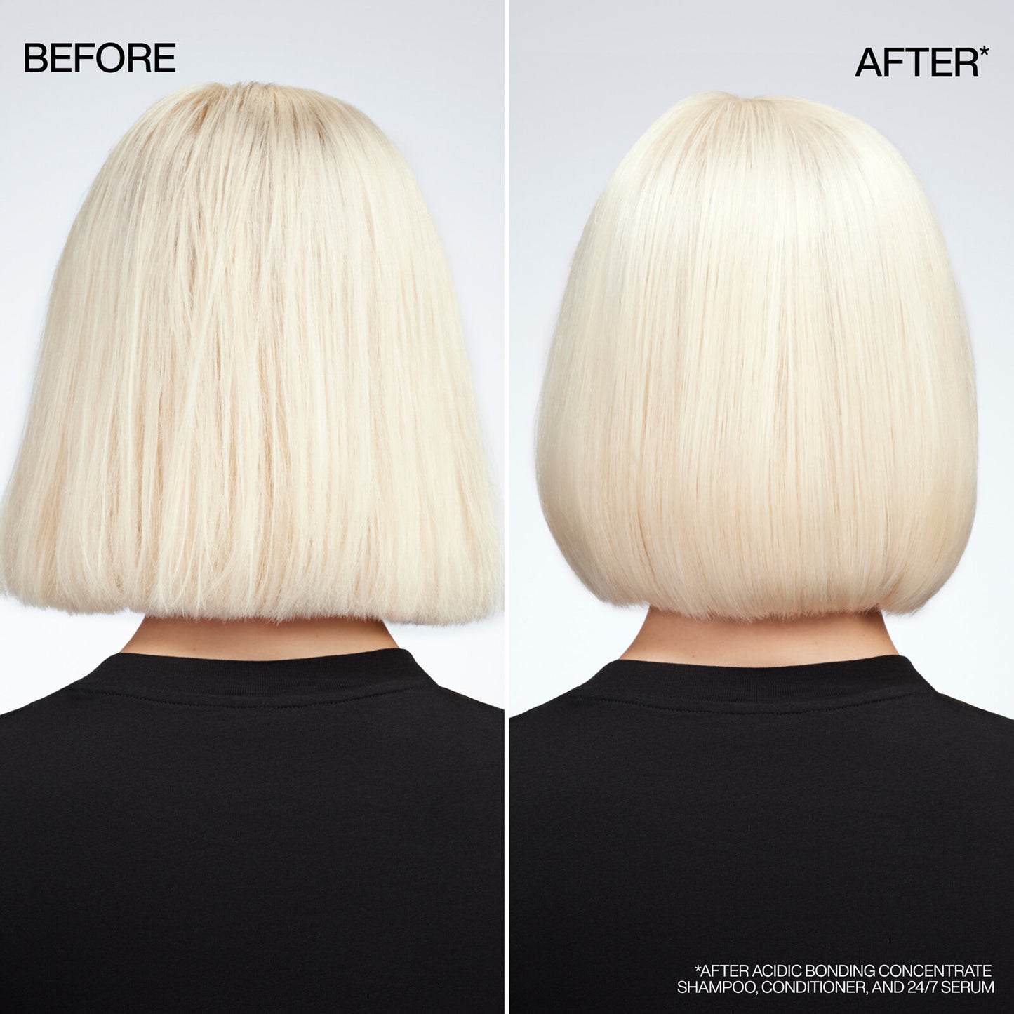 redken acidic bonding concentrate 24/7 serum before and after on a blonde bob