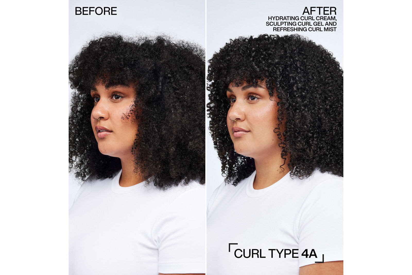 Redken hydrating curl cream before and after curl type 4a